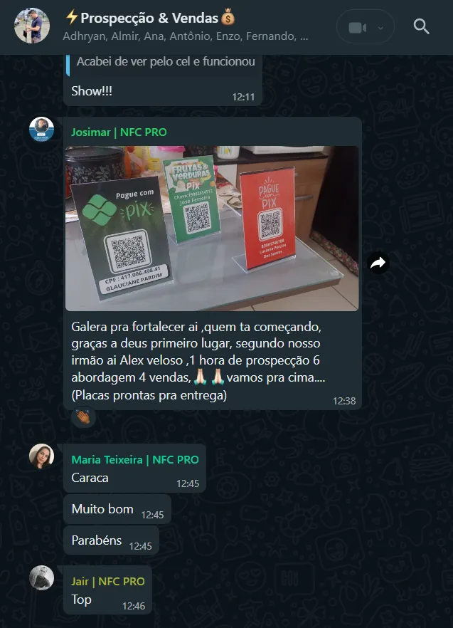 Grupo de prospecção e vendas